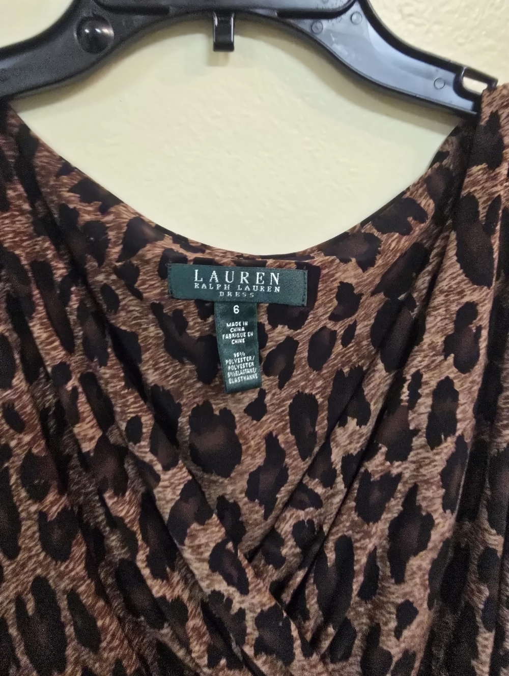 Ralph Lauren Womens Leopard Print Sleeveless Ruched Sheath Jersey Career Dress 6 - Picture 4 of 6